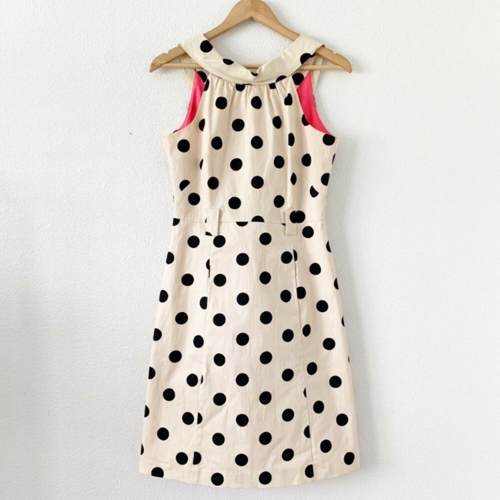 Eliza J Black Polka Dot Ivory with Hot Pink Lining